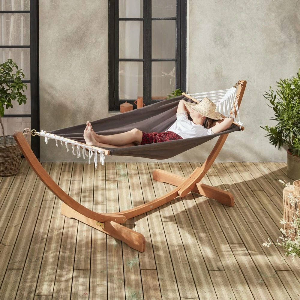 Hamac En Bois - Hamaca - Hamac 317x100cm Avec Toile En Coton 4 Hamac En Bois - Hamaca - Hamac 317x100cm Avec Toile En Coton – Image 2