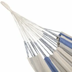 Toile De Hamac Rayée - Bleu Turquoise / Gris Clair / écru. 1 Personne. 100% Polycoton. 240x160cm -VIDAXL || SuperFish || Konstsmide Soldes Boutique 64627e2c194c50.47654936