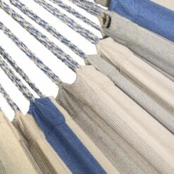 Toile De Hamac Rayée - Bleu Turquoise / Gris Clair / écru. 1 Personne. 100% Polycoton. 240x160cm -VIDAXL || SuperFish || Konstsmide Soldes Boutique 64627e2c311264.53297709