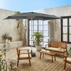 Parasol Wissant. 2x3m. Couleur Gris. Mât Central. Aluminium Anodisé Orientable. Manivelle D'ouverture -VIDAXL || SuperFish || Konstsmide Soldes Boutique 64627e3eb32d03.29818864