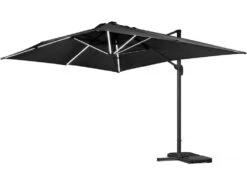 Parasol Jardin Déporté Led Alu "sun 3 Luxe" - Carré - 3 X 3 M - Coloris Noir - Dalles Lestées Incluses -VIDAXL || SuperFish || Konstsmide Soldes Boutique 64651f9cd1f088.27337327