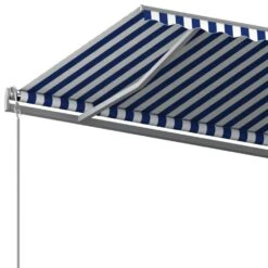 VIDAXL Auvent Manuel Rétractable Avec Poteaux 5x3 M Bleu Et Blanc -VIDAXL || SuperFish || Konstsmide Soldes Boutique 6467161cd16fd1.52928282