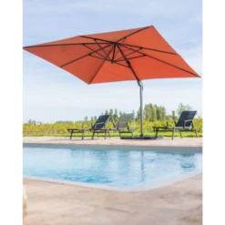Parasol Déporté Terracotta + Dalle Et Housse L400xh272xl300 - Jules - Cezare