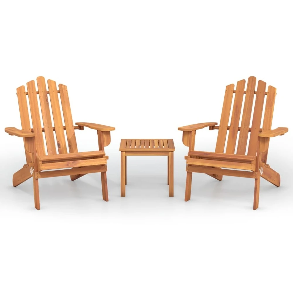 VIDAXL Ensemble De Salon De Jardin Adirondack 3 Pcs Bois Acacia Solide 4 VIDAXL Ensemble De Salon De Jardin Adirondack 3 Pcs Bois Acacia Solide – Image 2