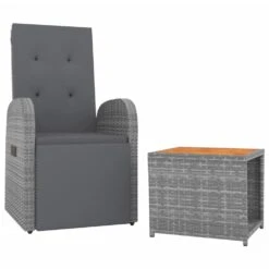 VIDAXL Ensemble De Salon De Jardin 2 Pcs Gris Poly Rotin Et Acacia -VIDAXL || SuperFish || Konstsmide Soldes Boutique 646d143d506957.85723283