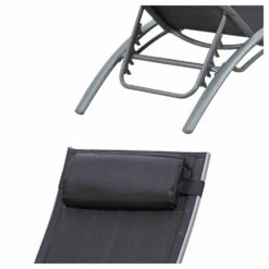 Baisao - Bain De Soleil Courbé Textilène Aluminium - Inclinable - Coussin De Tête - Léger Et Confortable - Gris/gris - X2 -VIDAXL || SuperFish || Konstsmide Soldes Boutique 646d14a13956a6.43679095