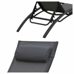 Baisao - Bain De Soleil Courbé Textilène Aluminium - Inclinable - Coussin De Tête - Léger Et Confortable - Gris/gris Anthracite - X2 -VIDAXL || SuperFish || Konstsmide Soldes Boutique 646d14a26381c9.39964995