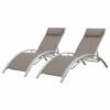 Baisao - Bain De Soleil Courbé Textilène Aluminium - Inclinable - Coussin De Tête - Léger Et Confortable - Taupe/blanc - X2 -VIDAXL || SuperFish || Konstsmide Soldes Boutique 646d14a37b2814.84258285