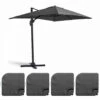 Parasol Déporté 2x3 M Et 4 Dalles à Remplir Aluminium Gris