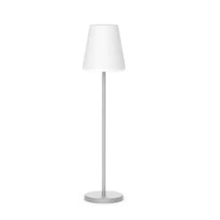 Lampadaire Lola Slim Pied En Métal Gris Spacial Solaire+batterie Rechargeable Led Rgb Avec Télécommande 120cm