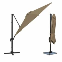 Oahu - Parasol Déporté Avec Housse De Rangement - Inclinable Rotatif Et Rabattable - Protection Uv - Ouverture Facile - Taupe 3x3m -VIDAXL || SuperFish || Konstsmide Soldes Boutique 646f550a9c1ad3.52721917