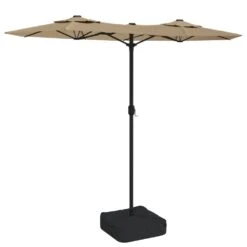 VIDAXL Parasol à Double Tête Avec Led Taupe 316x240 Cm