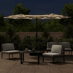 VIDAXL Parasol à Double Tête Avec Led Taupe 316x240 Cm -VIDAXL || SuperFish || Konstsmide Soldes Boutique 6470a73146c830.03643661