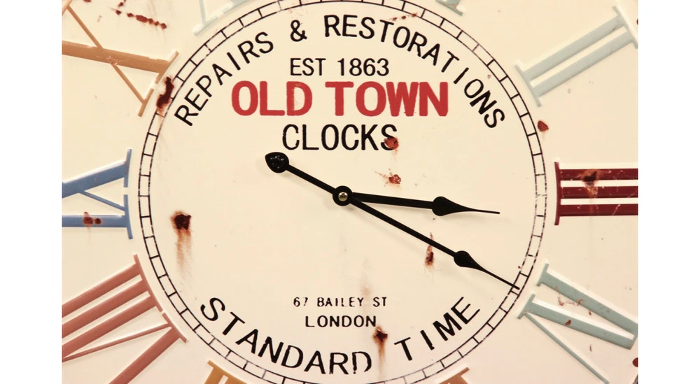 Horloge Ancienne Métal Old Town Clocks 58cm - Blanc 5 Horloge Ancienne Métal Old Town Clocks 58cm - Blanc – Image 3