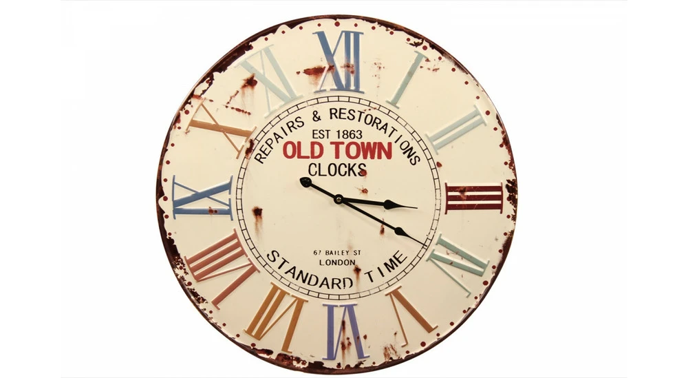 Horloge Ancienne Métal Old Town Clocks 58cm - Blanc 3 Horloge Ancienne Métal Old Town Clocks 58cm - Blanc