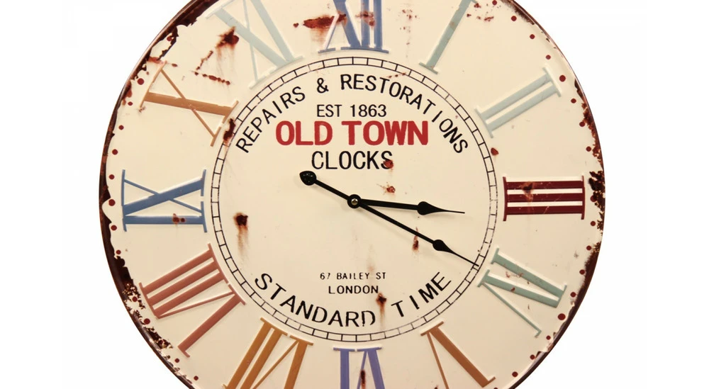 Horloge Ancienne Métal Old Town Clocks 58cm - Blanc 4 Horloge Ancienne Métal Old Town Clocks 58cm - Blanc – Image 2