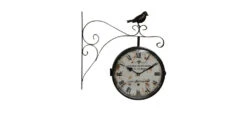 Horloge De Gare Ancienne Double Face L'ecole De Cuisine Le St Hubert Fer Forge Blanc 24cm - Fer Forgé