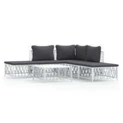 VIDAXL Salon De Jardin Avec Coussins 6 Pcs Blanc Acier