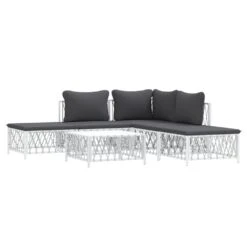 VIDAXL Salon De Jardin Avec Coussins 6 Pcs Blanc Acier -VIDAXL || SuperFish || Konstsmide Soldes Boutique 6480d2b05d52d8.44227508