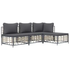 VIDAXL Salon De Jardin 4 Pcs Avec Coussins Anthracite Résine Tressée -VIDAXL || SuperFish || Konstsmide Soldes Boutique 6480d2bcb580c6.17388322