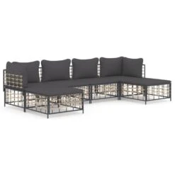 VIDAXL Salon De Jardin 6 Pcs Avec Coussins Anthracite Résine Tressée -VIDAXL || SuperFish || Konstsmide Soldes Boutique 6480d2c31670a0.35484533