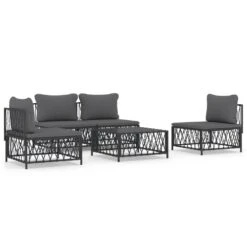 VIDAXL Salon De Jardin Avec Coussins 5 Pcs Anthracite Acier