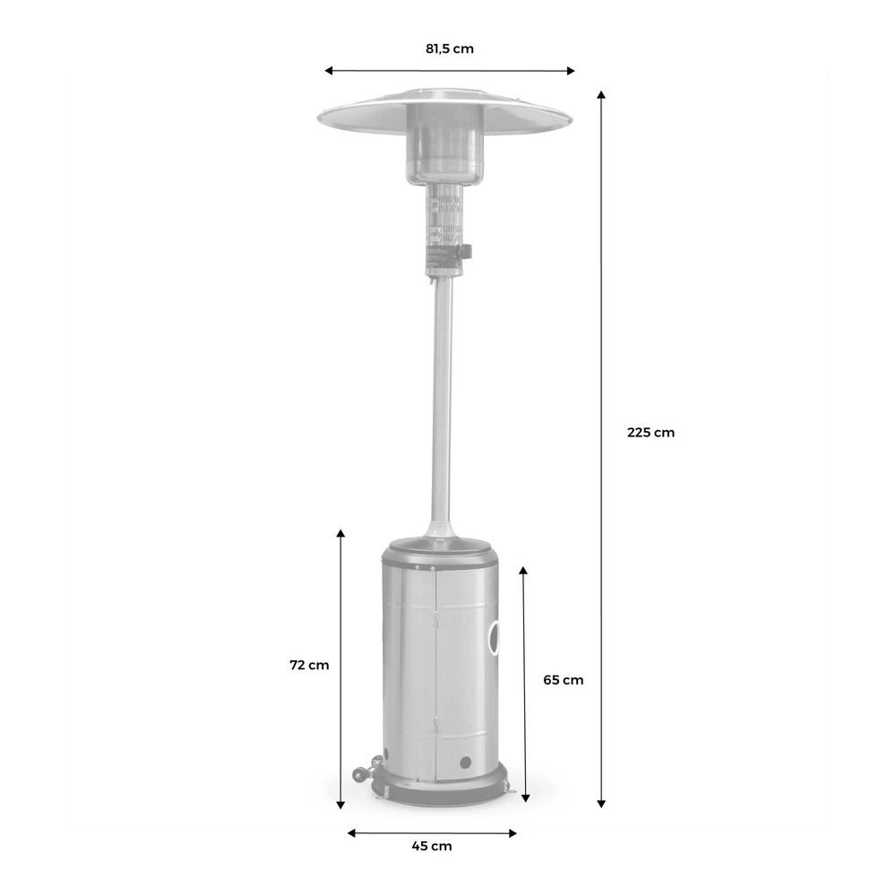 Lot De 2 Chauffages Extérieur à Gaz Noir. Parasols Chauffants De Terrasse Finland 12.5kw Avec Roulettes 9 Lot De 2 Chauffages Extérieur à Gaz Noir. Parasols Chauffants De Terrasse Finland 12.5kw Avec Roulettes – Image 7