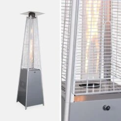 Lot De 2 Parasols Chauffants Gaz Pyramide. Gris Clair. Véritable Flamme. Roulettes Incluses -VIDAXL || SuperFish || Konstsmide Soldes Boutique 648318a6843897.15141889
