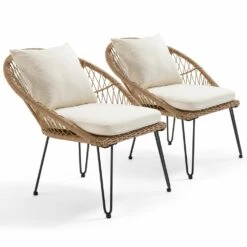 Lot De 2 Fauteuils De Jardin En Résine Tressée