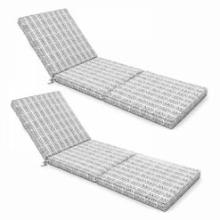 Lot De 2 Coussins Bain De Soleil Polyester Blanc 186x60x5 Cm