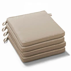 Lot De 4 Galettes De Chaise Polyester Taupe 40x40x3 Cm