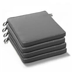 Lot De 4 Galettes De Chaise Polyester Gris 40x40x3 Cm