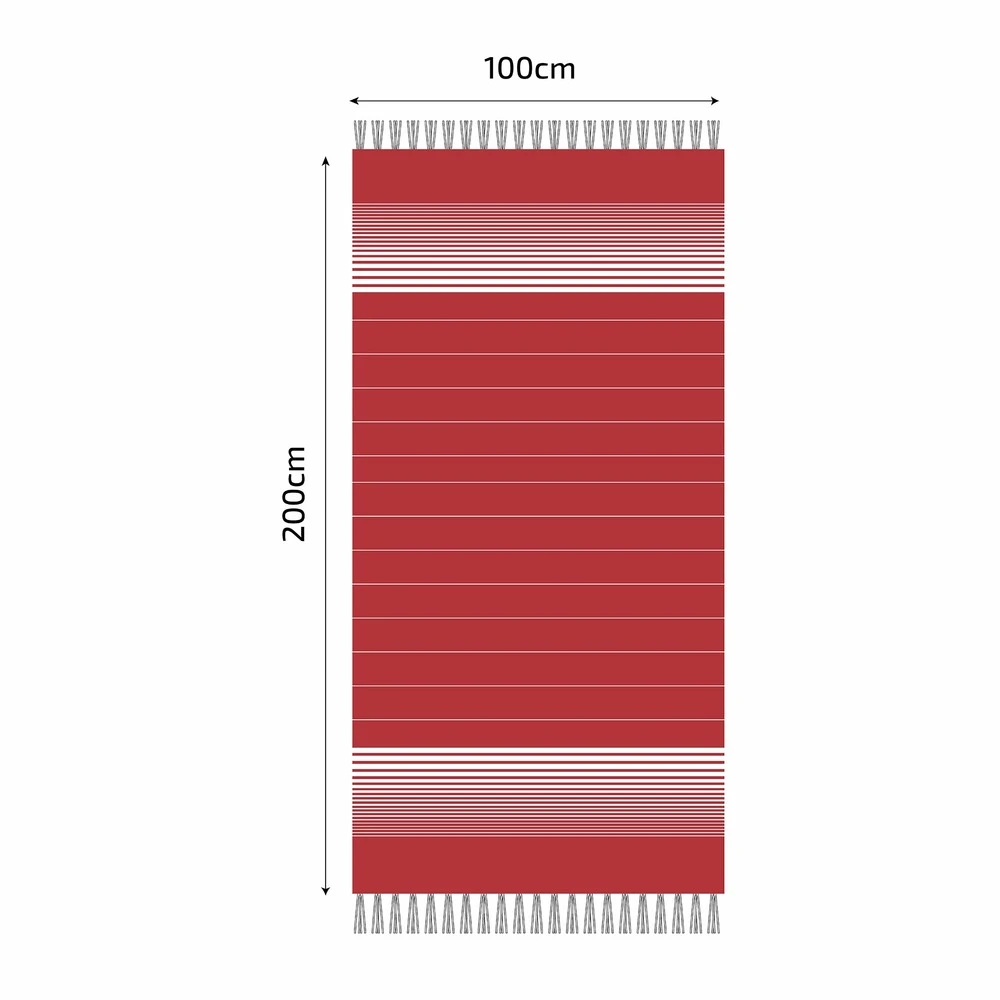 Fouta En Coton Miami 100x200cm Rouge 6 Fouta En Coton Miami 100x200cm Rouge – Image 4