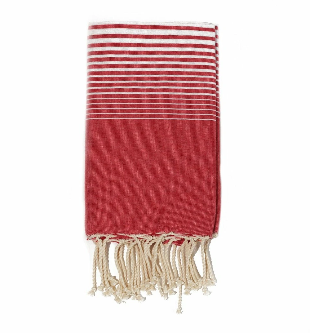 Fouta En Coton Miami 100x200cm Rouge 3 Fouta En Coton Miami 100x200cm Rouge