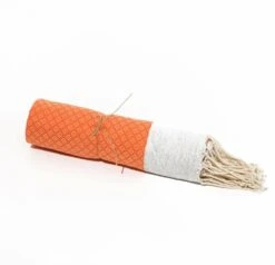 Fouta En Coton Petit Losange 100x200cm Orange -VIDAXL || SuperFish || Konstsmide Soldes Boutique 648b552c762fb0.67497752