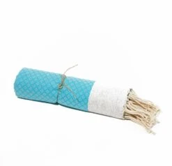 Fouta En Coton Petit Losange 100x200cm Turquoise -VIDAXL || SuperFish || Konstsmide Soldes Boutique 648b552d7a6e47.71107748