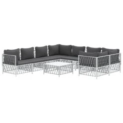 VIDAXL Salon De Jardin Avec Coussins 9 Pcs Blanc Acier -VIDAXL || SuperFish || Konstsmide Soldes Boutique 648c40bf76d321.44183085