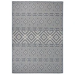 VIDAXL Tapis à Tissage Plat D'extérieur 140x200 Cm Rayures Bleues