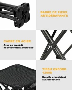 Mini Tabouret Pliable - Kingcamp - Noir - Sac De Transport Inclus -VIDAXL || SuperFish || Konstsmide Soldes Boutique 6494a878df4b86.62200711