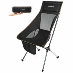 Chaise De Camping Pliable Avec Grand Dossier - Kingcamp - Noir - Sac De Transport Inclus