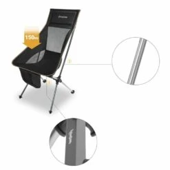 Chaise De Camping Pliable Avec Grand Dossier - Kingcamp - Noir - Sac De Transport Inclus -VIDAXL || SuperFish || Konstsmide Soldes Boutique 6494abcfa927c2.42879213