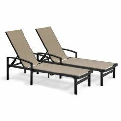 Lot De 2 Bains De Soleil En Aluminium Taupe