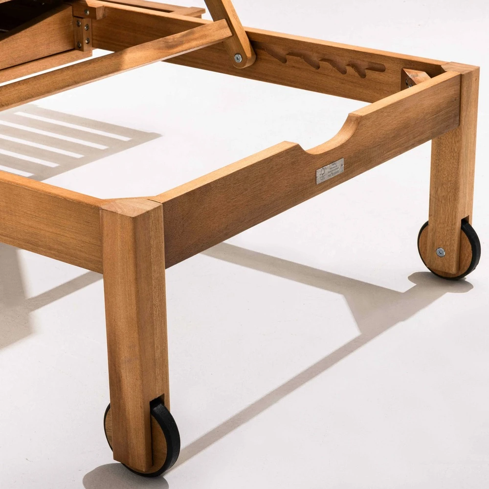 Bain De Soleil Avec Coussin Et Tablette En Bois Taupe 8 Bain De Soleil Avec Coussin Et Tablette En Bois Taupe – Image 6