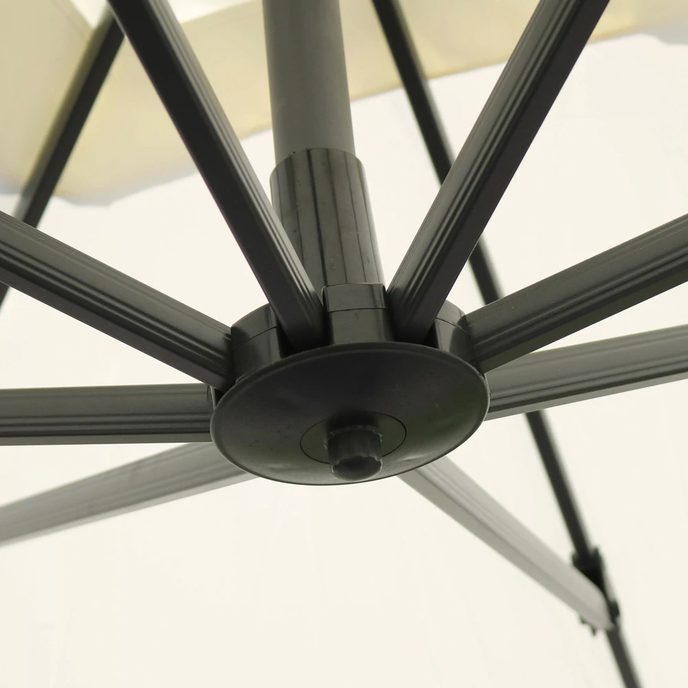 Parasol Déporté 3x3m Et 4 Dalles Lestées Aluminium Blanc 6 Parasol Déporté 3x3m Et 4 Dalles Lestées Aluminium Blanc – Image 4