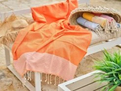Fouta En Coton Tissage Nid D'abeille Ziwane 100x200cm Orange -VIDAXL || SuperFish || Konstsmide Soldes Boutique 64991111278156.23583793