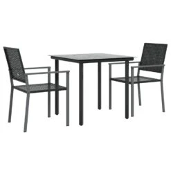 VIDAXL Ensemble à Manger De Jardin 3 Pcs Résine Tressée Acier -VIDAXL || SuperFish || Konstsmide Soldes Boutique 64999d89bb6e26.71987476