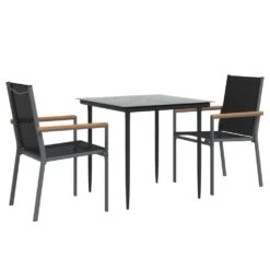 VIDAXL Ensemble à Manger De Jardin 3 Pcs Noir Textilène Et Acier -VIDAXL || SuperFish || Konstsmide Soldes Boutique 64999d8d124067.23412031