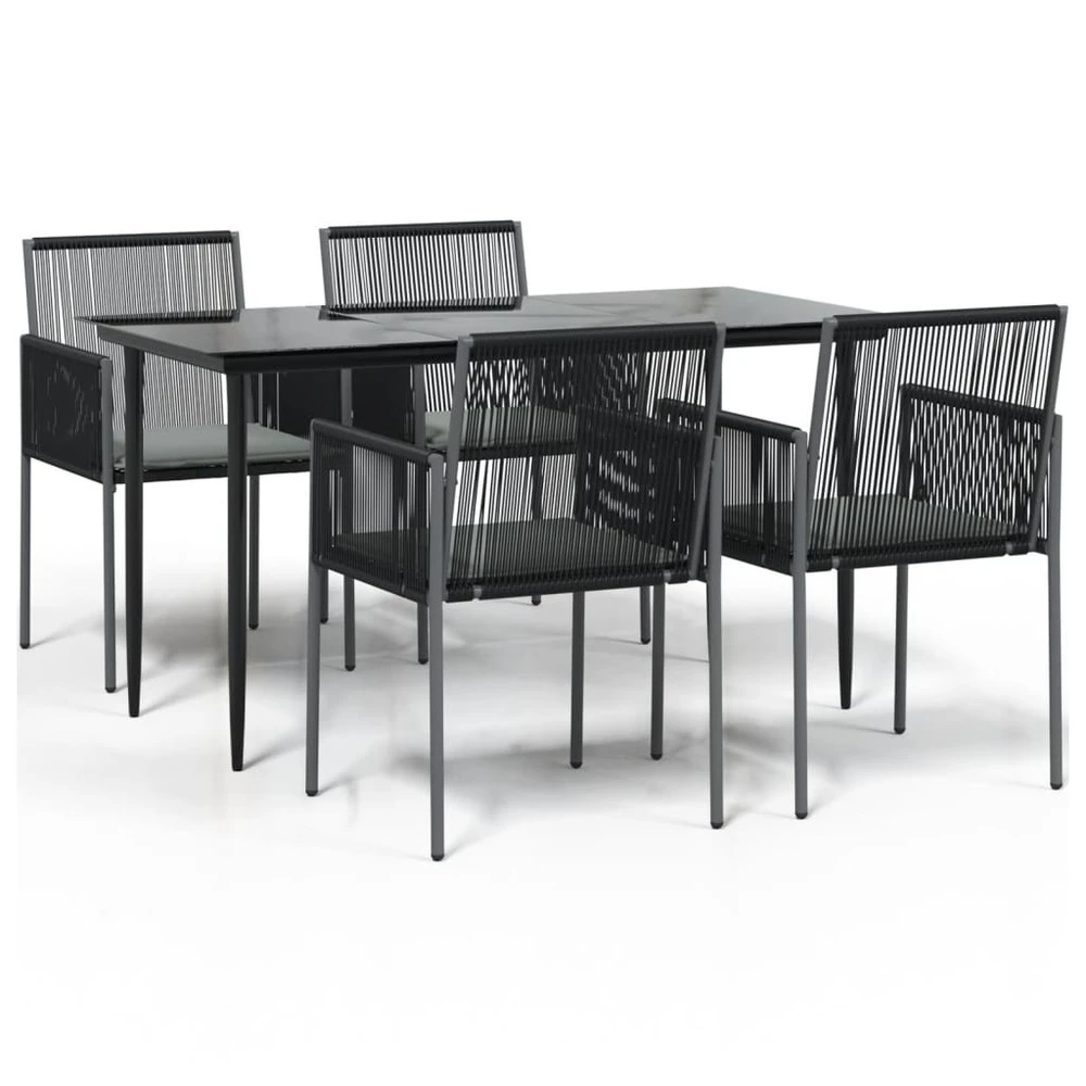 VIDAXL Ensemble à Dîner De Jardin Coussins 5 Pcs Noir Rotin Et Acier 3 VIDAXL Ensemble à Dîner De Jardin Coussins 5 Pcs Noir Rotin Et Acier