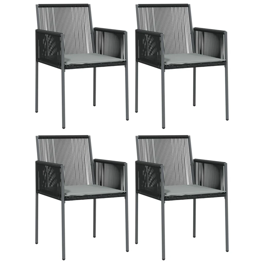 VIDAXL Ensemble à Dîner De Jardin Coussins 5 Pcs Noir Rotin Et Acier 6 VIDAXL Ensemble à Dîner De Jardin Coussins 5 Pcs Noir Rotin Et Acier – Image 4
