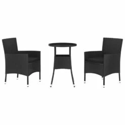 VIDAXL Ensemble De Bistro De Jardin 3 Pcs Coussins Noir Poly Rotin -VIDAXL || SuperFish || Konstsmide Soldes Boutique 64999d922e20d5.79548050